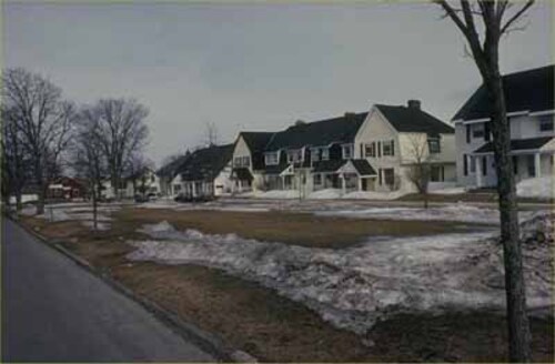 View of a part of the Hydrostone District National Historic Site of Canada, 1993.; Parks Canada Agency / Agence Parcs Canada, 1993.