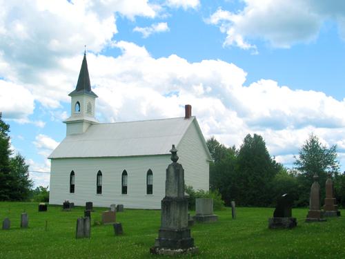 Side and rear of the church, looking southeast; Province of New Brunswick
