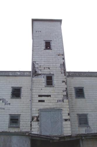 View of one of three elevator shafts in Salt Fish Plant, Port Union, NL, June 2006.; HFNL / Deborah O'Rielly 2006