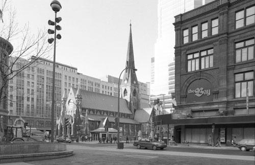 General view of the cathedral's southeast corner, 1988.; Parks Canada Agency/Agence Parcs Canada, NHS-images, 1988.