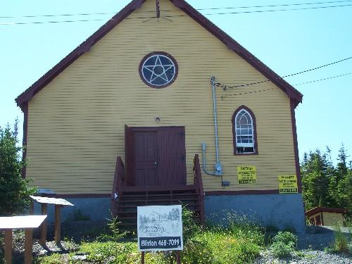 Exterior photo view of front of the Orange Hall, Main Street, Elliston, NL, circa 2006; Tourism Elliston Inc., 2007