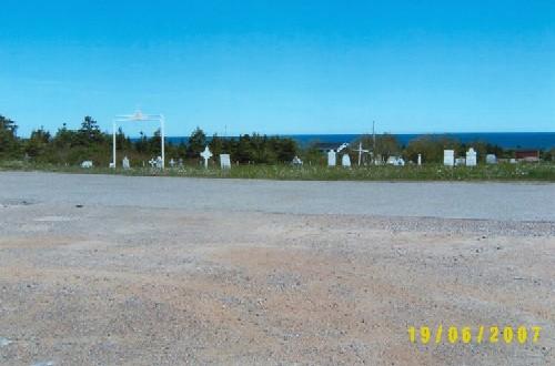Photo view from the Lourdes Land Settlement Site area towards Roman Catholic parish cemetery, Lourdes, NL, 2007; Bill O'Gorman, 2007
