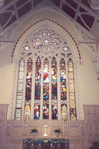 Detail of the seven light window with a Gothic rose window – 1993; OHT – 1993