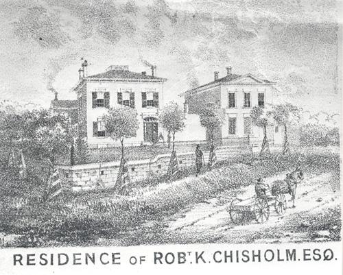 Historic view of the 'Big House' and 'Customs House'; Tremaine Map of Halton County, 1858