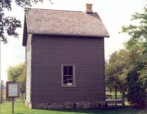 View of the north elevation showing central window and fieldstone foundation – c. 1995; St. Clair Parkway Commission, 1995