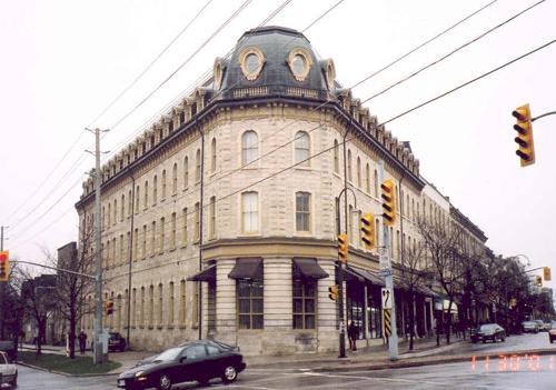 View of the northwestern corner tower showing the triangular shape of the building – November 2001; OHT, 2001