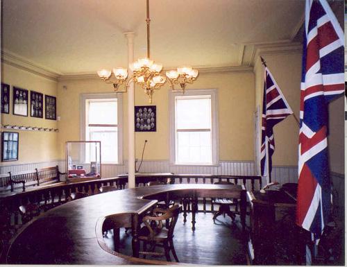 Council chambers of Woodstock Town Hall; Ontario Heritage Trust, 2006