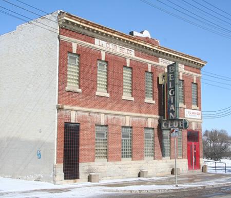 Primary elevation, from the southwest, of the Belgian Club, Winnipeg, 2006; Historic Resources Branch, Manitoba Culture, Heritage, Tourism and Sport, 2006