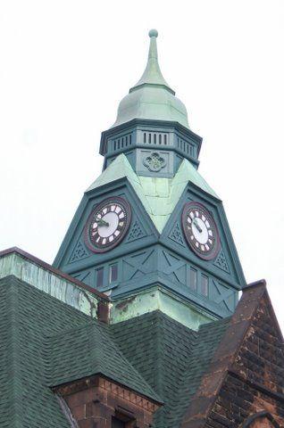 Detail of clock tower, 50 Victoria Street East, Amherst, NS, 2007.; Heritage Division, NS Dept of Tourism, Culture and Heritage, 2007