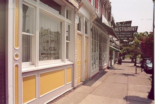 View of main (south) façade looking east on the north side of King Street West – July 2001; OHT, 2001