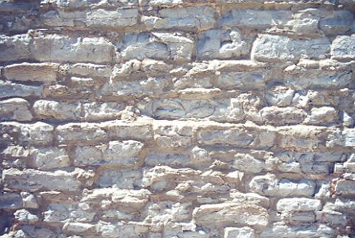 Detail views of the rubblestone masonry on the rear and sides of the building – June 2000; OHT, 2000