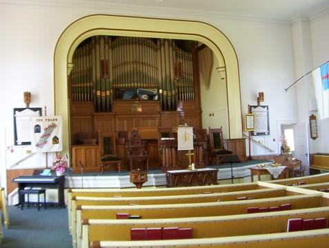 Pulpit and pipe organ (gifted by Lord Beaverbrook), 2004.; City of Miramichi