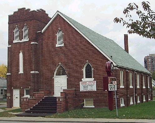 This modest eclectic Gothic Revival style church is the oldest Church of God in Christ in Ontario.