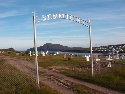 View of entrance of St. Matthew's Anglican Cemetery, St. Lawrence, NL, 2006; Dale Jarvis/HFNL 2006