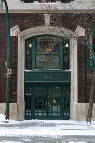 Door detail of the Public Press Building, Winnipeg, 2006; Historic Resources Branch, Manitoba Culture, Heritage, Tourism and Sport, 2006