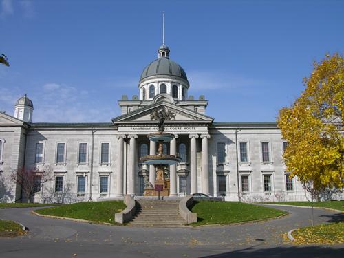View of front, southern elevation of Frontenac County Court House; OHT, 2005