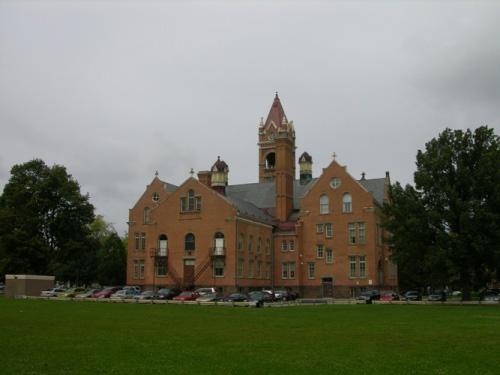 View of the London Normal School showing the assembly hall and chimneys –2004; OHT, 2004
