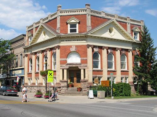 View of the southeast corner of the building showing its two  principal facades – August 2004; Sawchuck, 2004