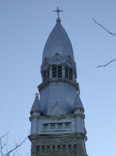 Detail of the northwest tower of St. Brigid's Church – 2001; OHT, 2001