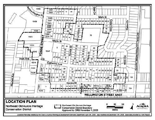Map of Northeast Old Aurora Heritage Conservation District; Town of Aurora 2006