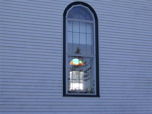 Window detail, United Baptist Church, Woods Harbour, NS, 2008.; Department of Tourism, Culture and Heritage, Province of Nova Scotia 2008