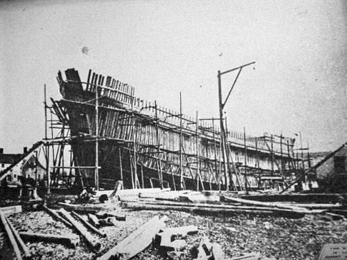 The vessel "The Rocklands" under construction; Town of St. Stephen