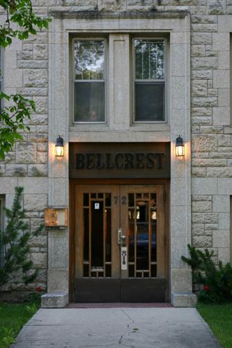 Etrance detail of the Bellcrest Apartments, Winnipeg, 2006; Historic Resources Branch, Manitoba Culture, Heritage, Tourism and Sport, 2006