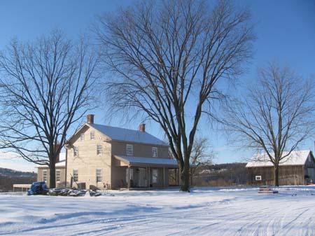 Contextual photo of the Farmhouse and Driveshed overlooking the Grand River Valley, 2007.; Lindsay Benjamin, 2007.