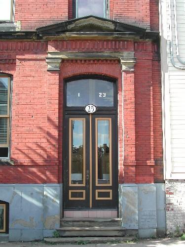 This photograph shows the entrance to the building, 2005.; City of Saint John