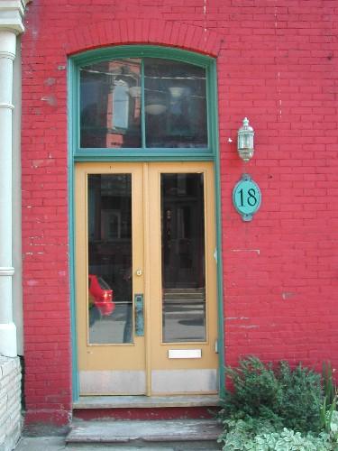 This photograph shows the main entrance to the building, 2005.; City of Saint John