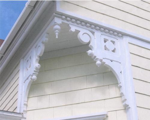 Showing detail of gingerbread decoration; Province of PEI, 2007