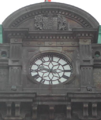 This photograph shows the clock and the roof-line, 2005.; City of Saint John