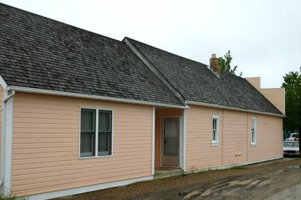 View of the side elevation of the Courier Publishing Company Building, Crystal City, 2005; Historic Resources Branch, Manitoba Culture, Heritage and Tourism, 2005