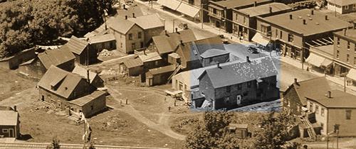 Former commercial block, Thompson/Landry Building highlighted, 1931.; Private collection - information on file