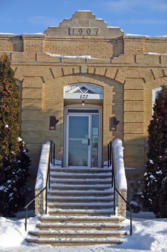 Entrance details of the Old Town Hall, Carberry, 2007; Historic Resources Branch, Manitoba Culture, Heritage, Tourism and Sport, 2007