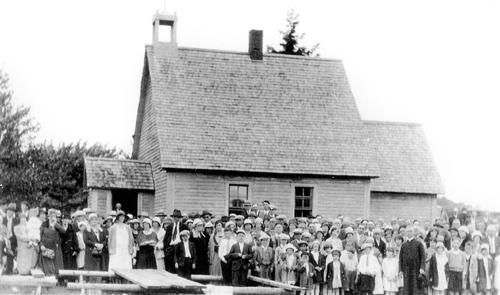 Historic image of the chapel located on the site.; Province of New Brunswick
