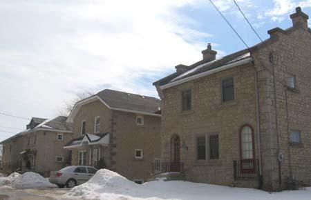 East facades of 395, 385, 365 and 345 Brock Avenue depicting the consistency of their design, 2007.; Lindsay Benjamin, 2007.
