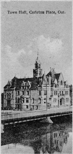 View from the roof of a building on the north shore of the Mississippi River, c. 1920.; Town of Carleton Place, nd