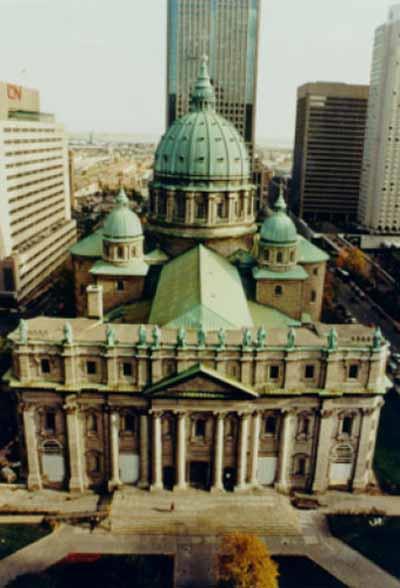 Marie-Reine-du-Monde Cathedral, from above; Parks Canada