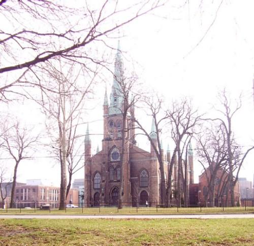 Assumption Church and Rosary Chapel taken from Assumption Park - 2006; OHT