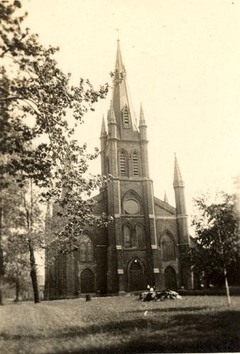 Assumption Church, northwest (front) façade 1917, showing how little the church has changed; Windsor's Community Museum, P6817