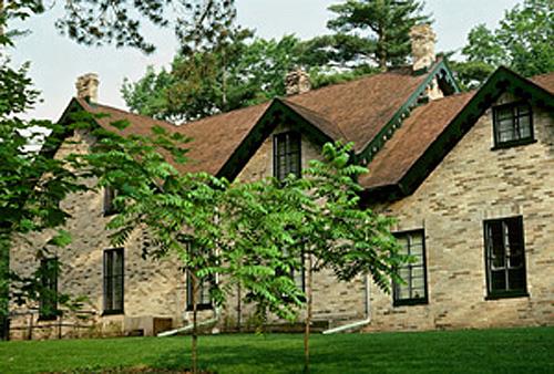 General view of the rear facade of the House showing the vernacular interpretation of Gothic Revival influenced design, 1982.; Parks Canada Agency / Agence Parcs Canada, F. Cattroll, 1982.